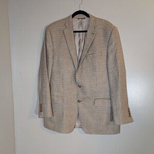 Ralph Lauren Wool, Silk and Linen Blazer, Brown and Grey Check Pattern Size 44L